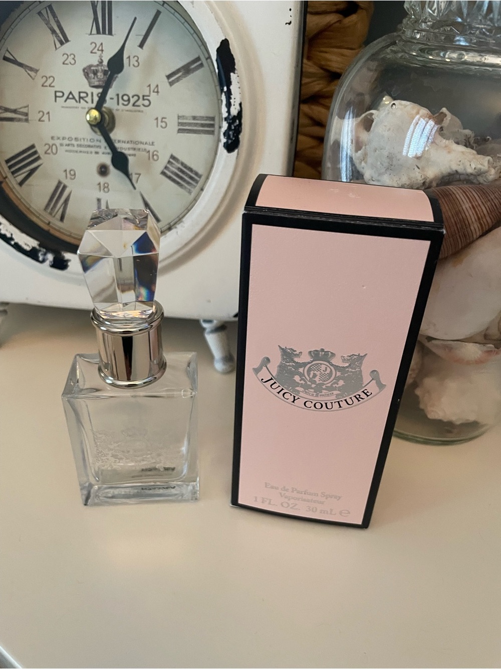 Juicy Couture Light Pink Perfume Box with Crystal Cap Bottle (empty)